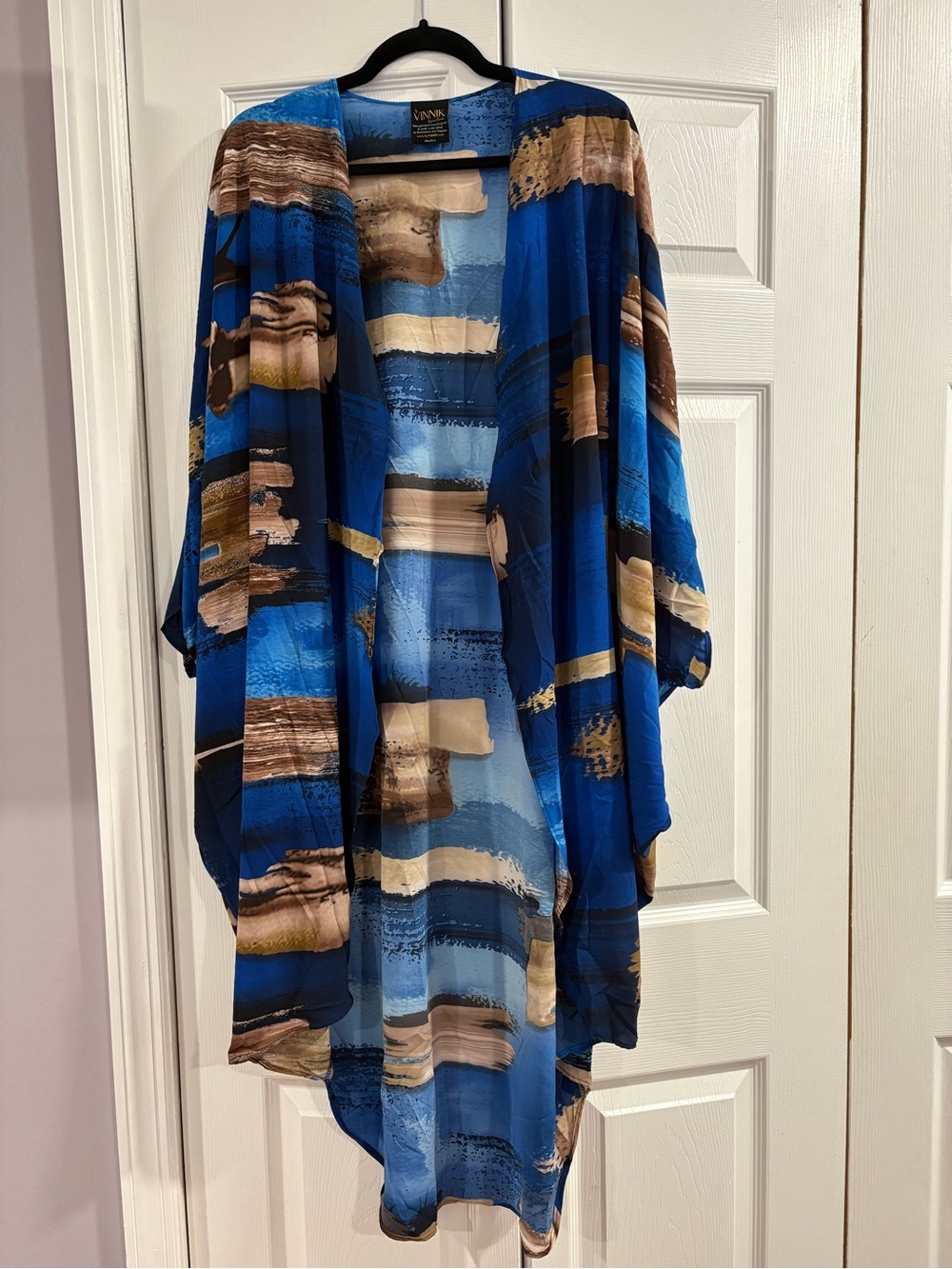 Blue & Brown Abstract Kimono Cape